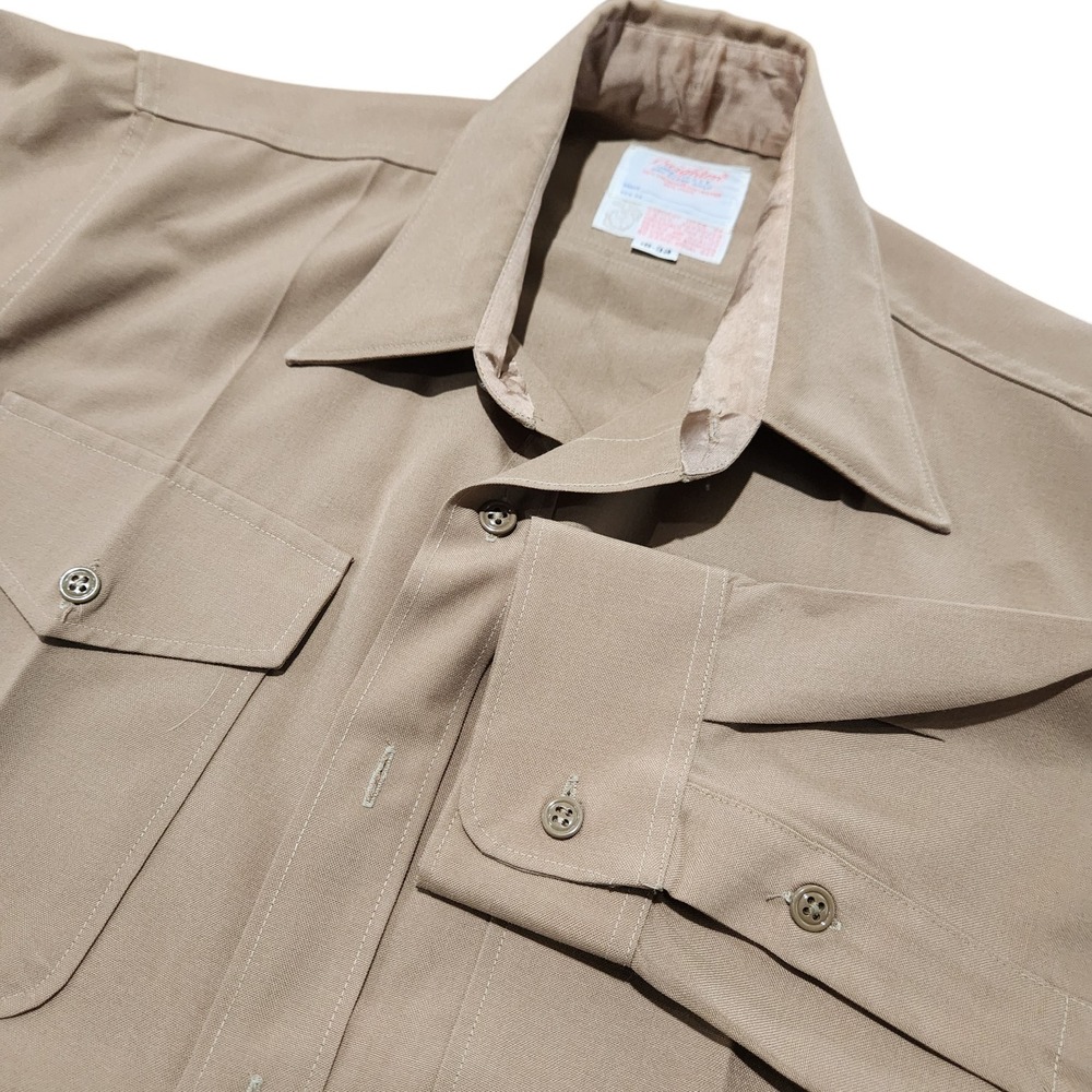 Creighton USMC Dress Shirt Mens 16-32 Khaki Tan Long Sleeve Wool Blend Military